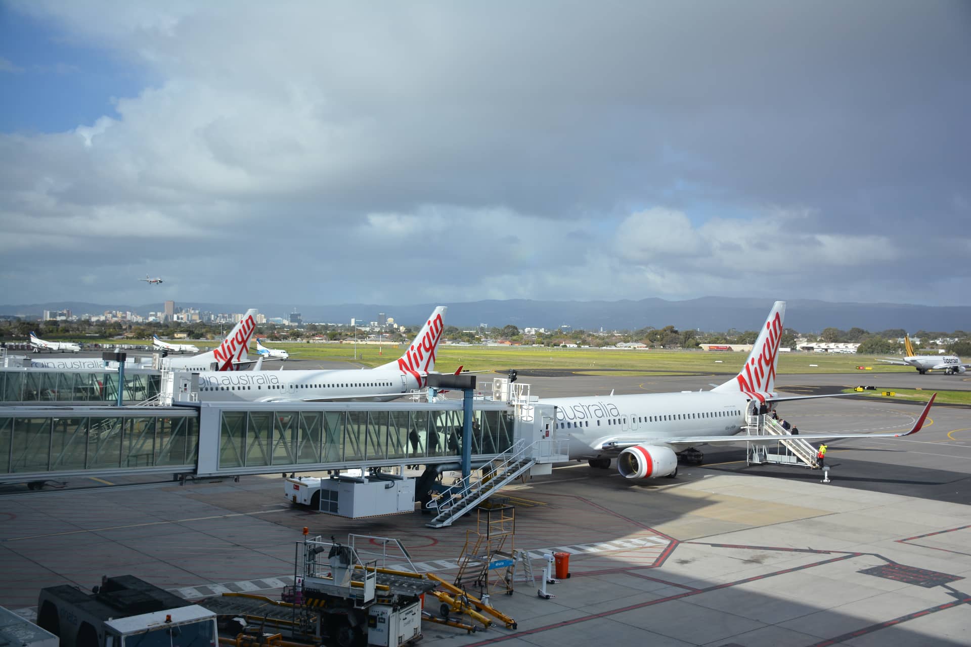 Boeing b737 800 virgin australia at the airport gate in adelaide south australia – Australien, Australien und Ozeanien. Foto: Christian Böhme