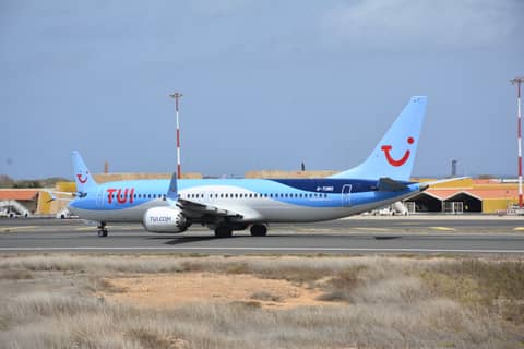 Tui from united kingdom arriving at boa vista airport with boeing 737 8max - Cape Verde, Africa. Aviation and travel photography by Christian Boehme.