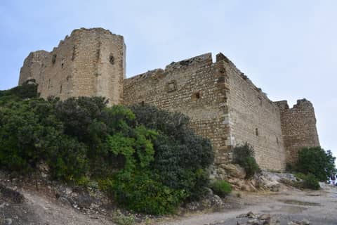 Old historic kritina castle of knights at the aegean coastline in the mountains